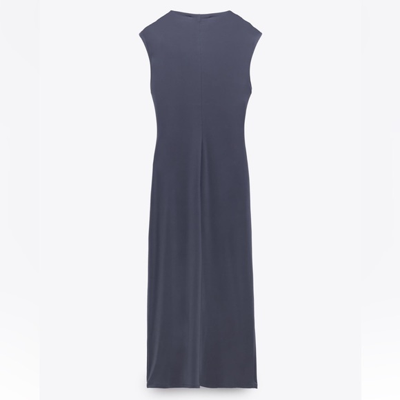 Zara NWOT gray draped stretchy midi dress - Picture 5 of 6